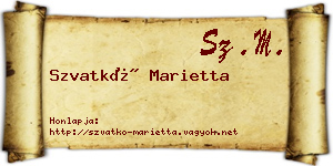 Szvatkó Marietta névjegykártya